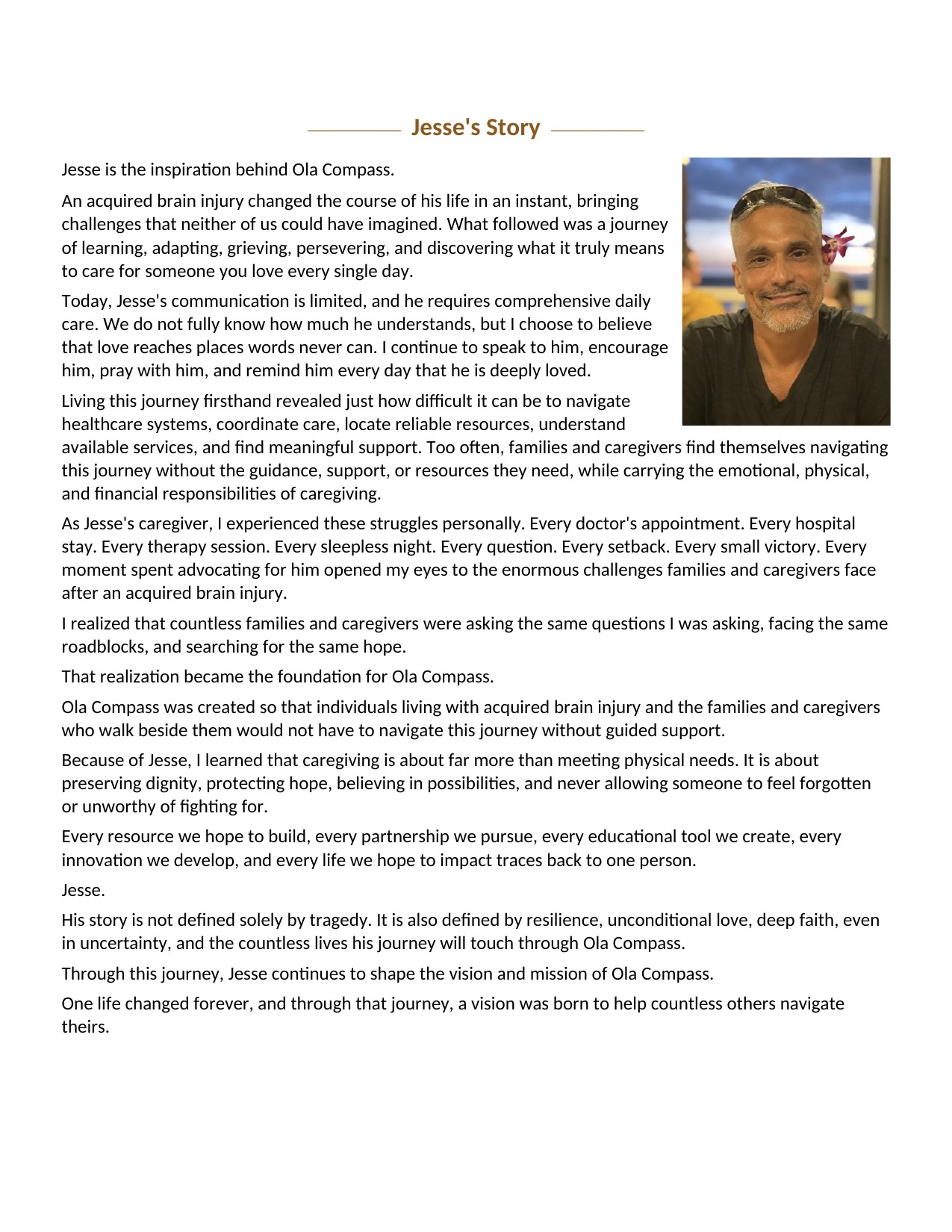 Ola Compass Outreach Portfolio page 4, Jesse's Story
